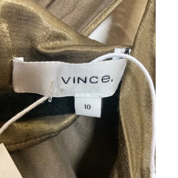 Vince. NWT Metallic Twist Front Midi Dress Gold Size 10, Wedding, Cocktail, NEW - Picture 3 of 10